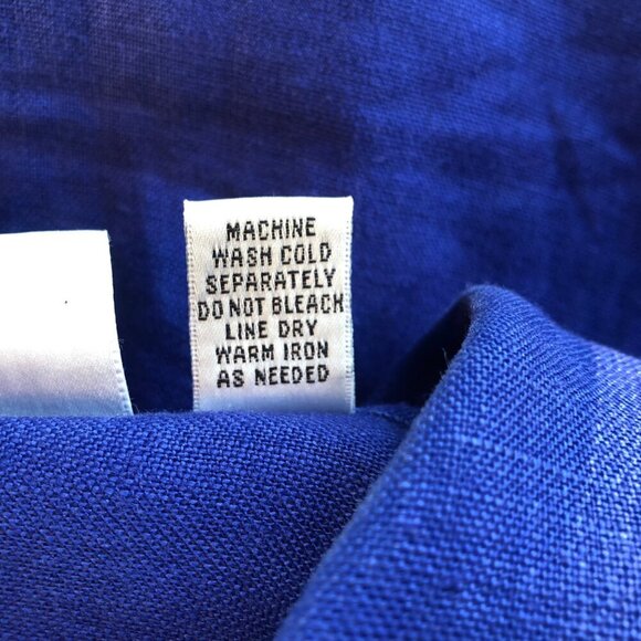 Chico's 100% Linen Button Front Long Sleeve Blue Tunic Size 1 - Picture 5 of 10